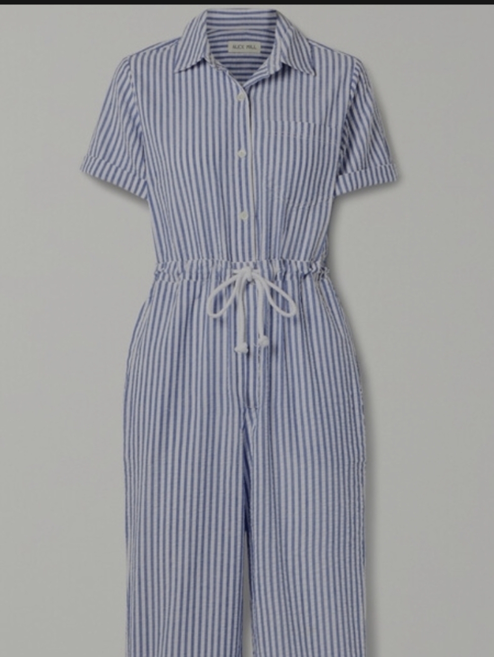 Like New! ALEX MILL Cotton Benny Stripe Seersucker Blue/White